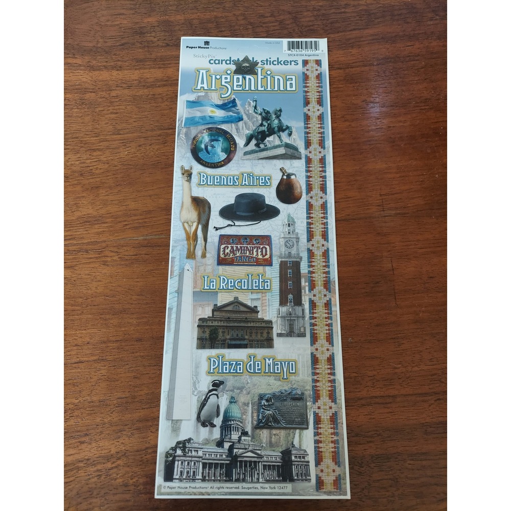 Argentina Travel Stickers Souvenir Scrapbook Card Making Paper House Productions
